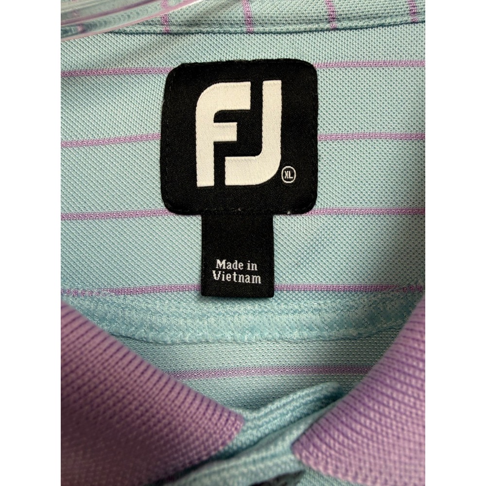 FootJoy Mens XL Striped Golf Polo Teal Purple Silver Spring Embroidered (R19) - Picture 2 of 6